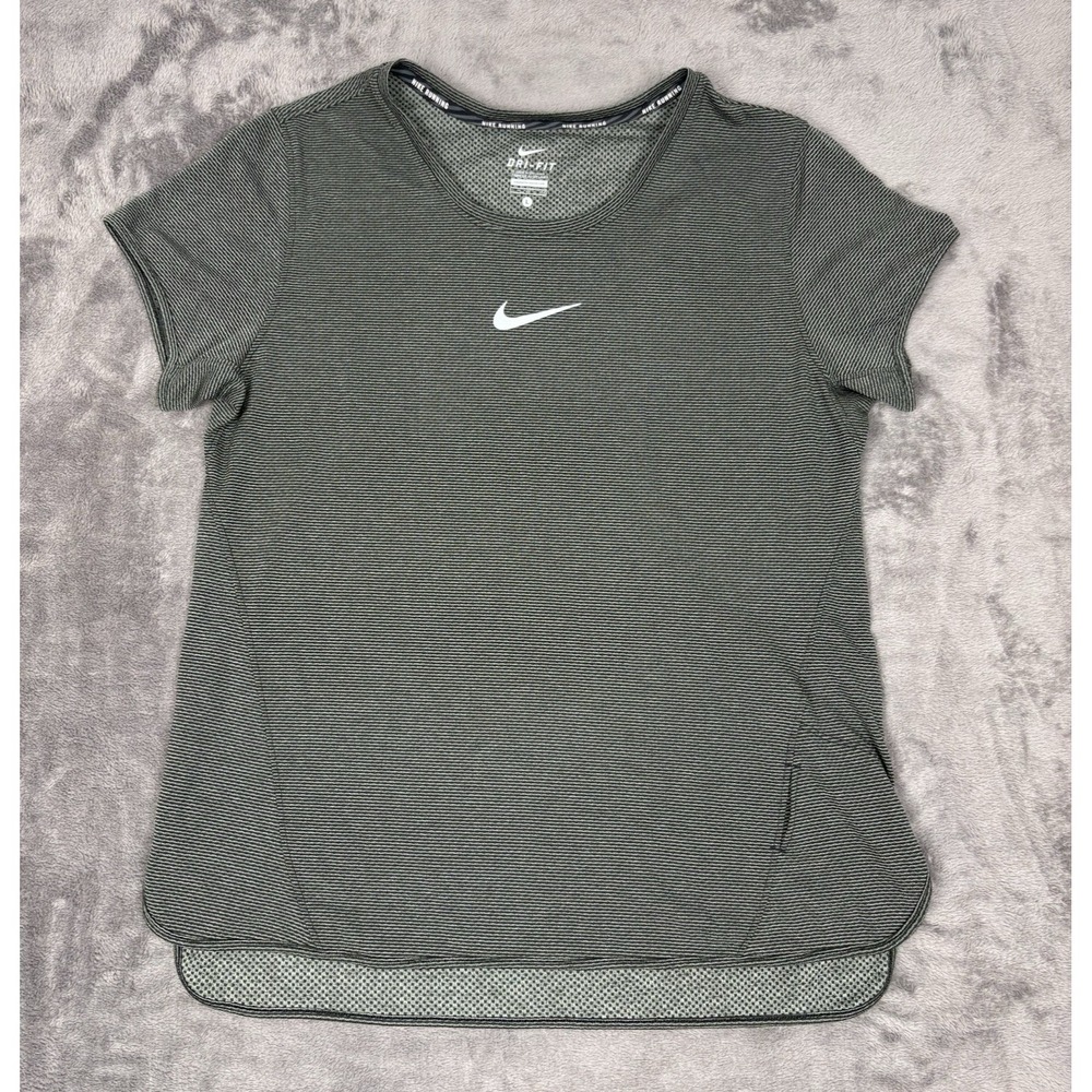 Nike Dri‎ Fit Aeroreact Running T-Shirt Women's Size Large L Green with pocket